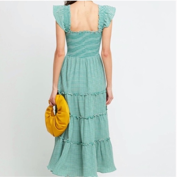 Kourt Calypso Chartreuse Green & White Stripe Tiered Maxi Dress - Picture 4 of 5